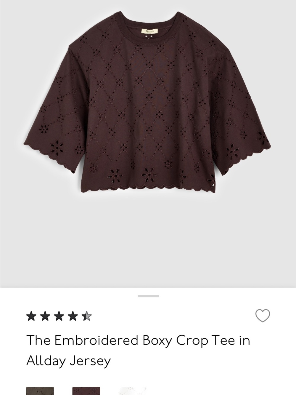 Madewell Dark Brown Eyelet Boxy Crop Tee